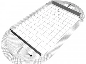 Football field with players 3D Model