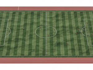 Football field with players 3D Model