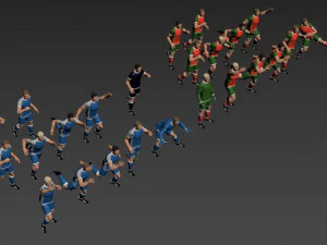 Football field with players 3D Model