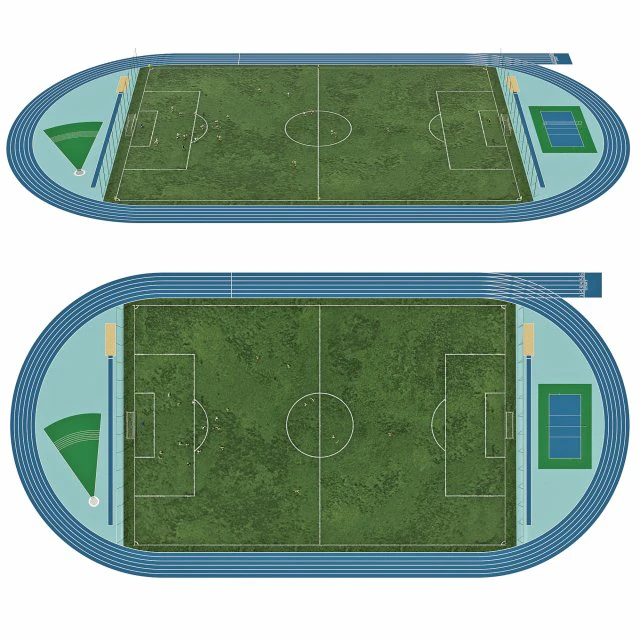Campo de futebol com jogadores 2 Modelo 3D .c4d .max .obj .3ds .fbx .stl .blend