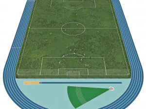 Campo de futebol com jogadores 2 Modelo 3D