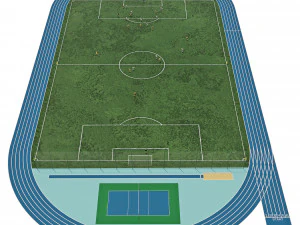 Campo de futebol com jogadores 2 Modelo 3D