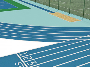 Football field with players 2 Model 3D