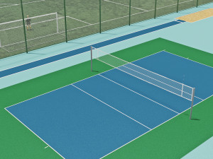 Football field with players 2 Model 3D