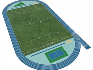 Campo de futebol com jogadores 2 Modelo 3D