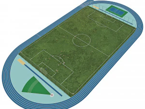 Campo de futebol com jogadores 2 Modelo 3D