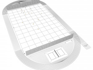 Football field with players 2 Model 3D
