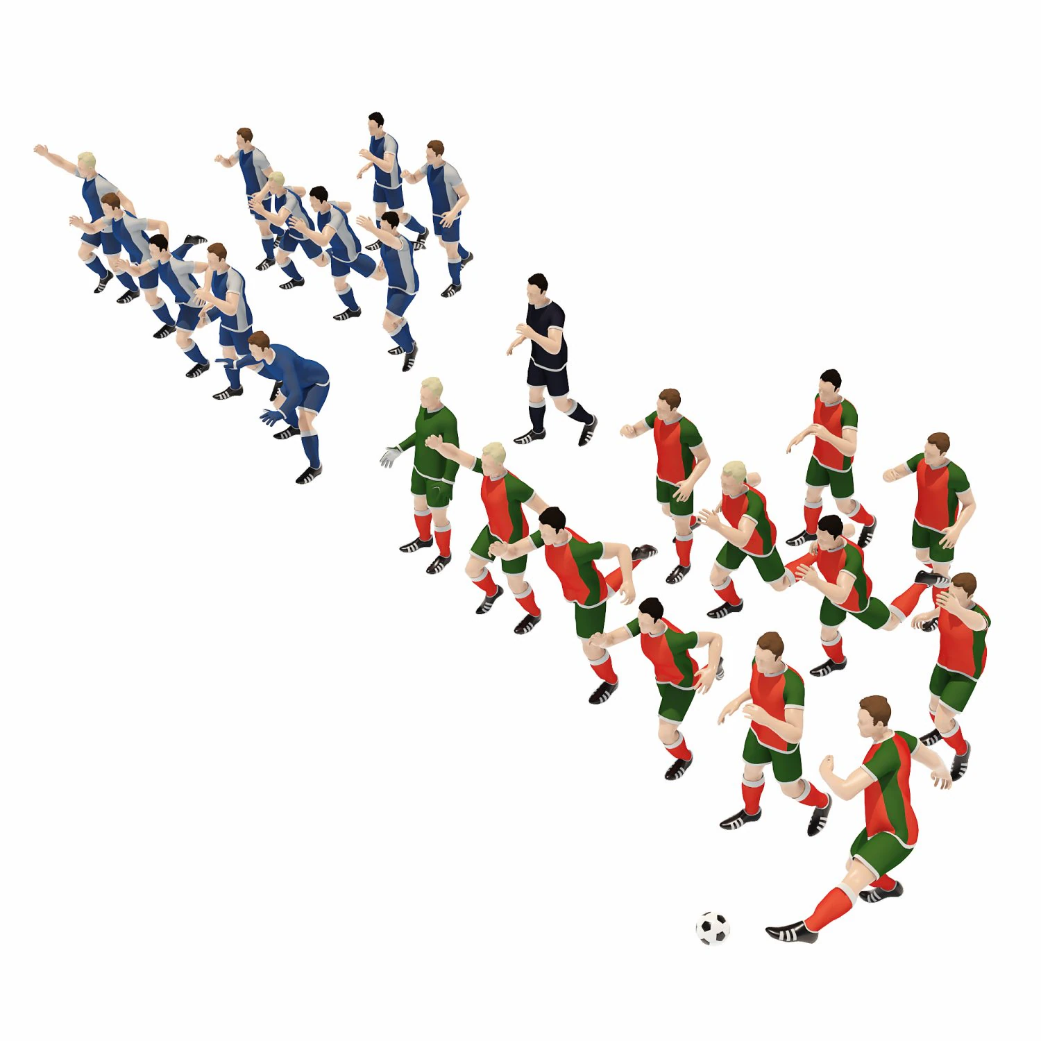 Football players 3D Model .c4d .max .obj .3ds .fbx .stl .blend 