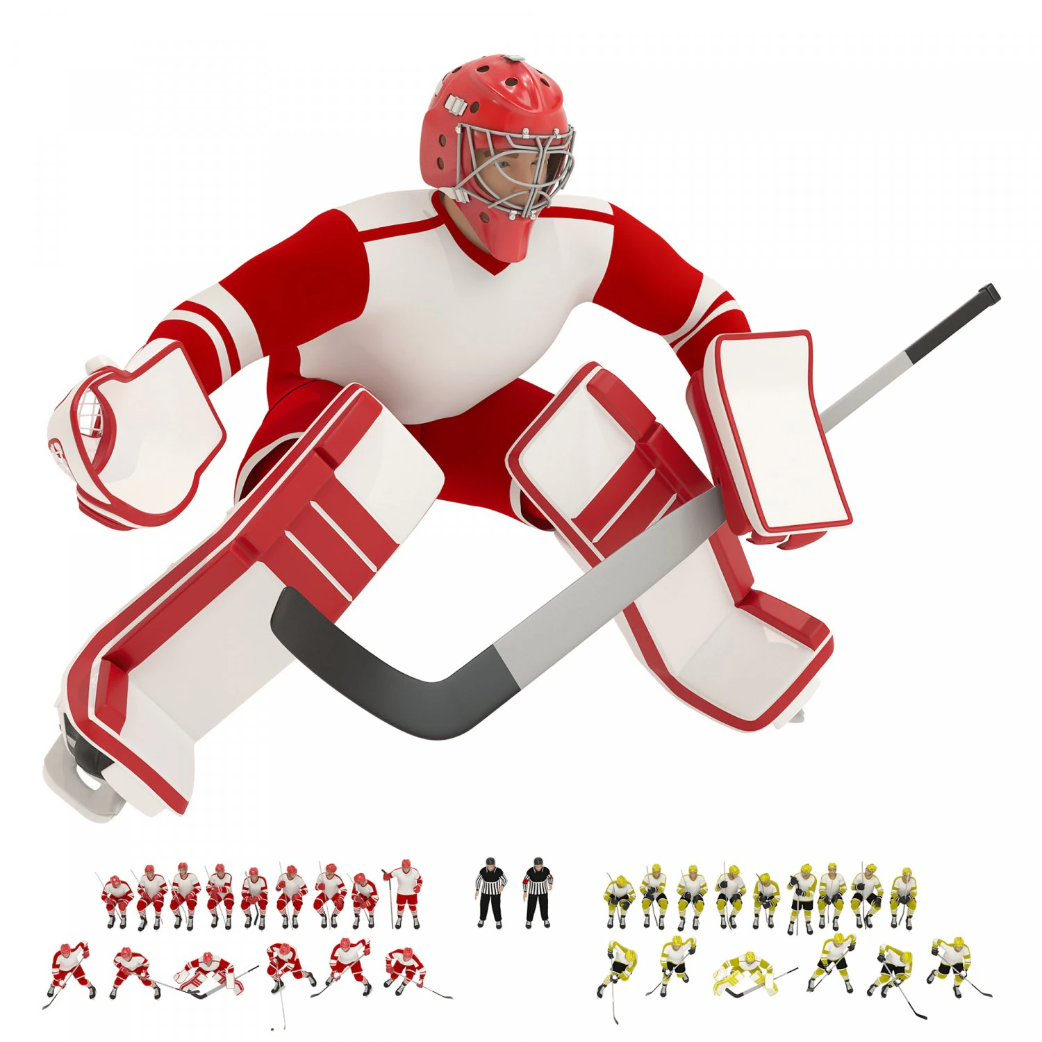 Hockey players 3D Model .c4d .max .obj .3ds .fbx .stl .blend 