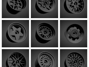 300 printable classic rims with brakes and tires for hot wheels 3D Print Model