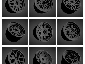 300 printable classic rims with brakes and tires for hot wheels 3D Print Model