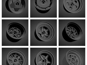 300 printable classic rims with brakes and tires for hot wheels 3D Print Model