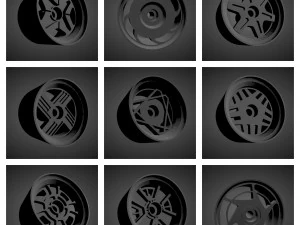 300 printable classic rims with brakes and tires for hot wheels 3D Print Model