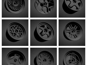 300 printable classic rims with brakes and tires for hot wheels 3D Print Model