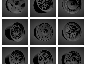300 printable classic rims with brakes and tires for hot wheels 3D Print Model