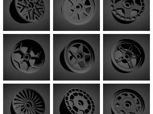 300 printable classic rims with brakes and tires for hot wheels 3D Print Model