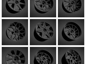 300 printable classic rims with brakes and tires for hot wheels 3D Print Model