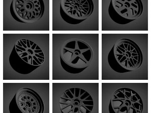 300 printable classic rims with brakes and tires for hot wheels 3D Print Model