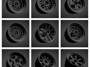 300 printable classic rims with brakes and tires for hot wheels 3D Print Model