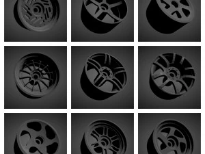 300 printable classic rims with brakes and tires for hot wheels 3D Print Model