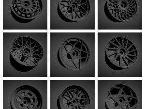 300 printable classic rims with brakes and tires for hot wheels 3D Print Model