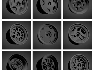 300 printable classic rims with brakes and tires for hot wheels 3D Print Model