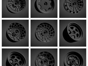 300 printable classic rims with brakes and tires for hot wheels 3D Print Model