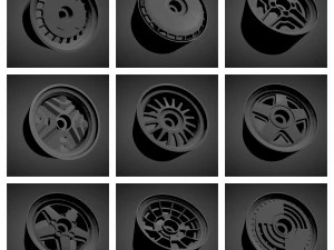 300 printable classic rims with brakes and tires for hot wheels 3D Print Model