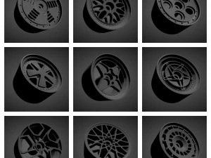 300 printable classic rims with brakes and tires for hot wheels 3D Print Model
