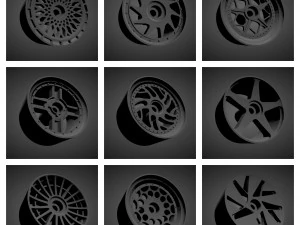 300 printable classic rims with brakes and tires for hot wheels 3D Print Model