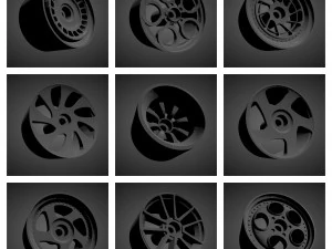 300 printable classic rims with brakes and tires for hot wheels 3D Print Model