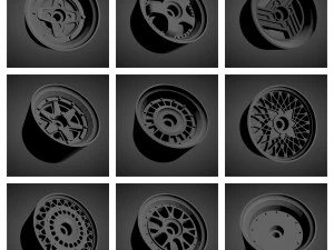 300 printable classic rims with brakes and tires for hot wheels 3D Print Model