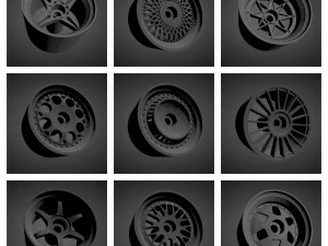 300 printable classic rims with brakes and tires for hot wheels 3D Print Model