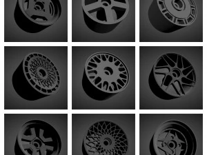 300 printable classic rims with brakes and tires for hot wheels 3D Print Model