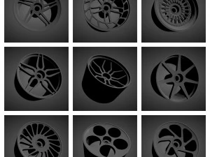 300 printable classic rims with brakes and tires for hot wheels 3D Print Model