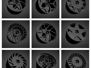 300 printable classic rims with brakes and tires for hot wheels 3D Print Model