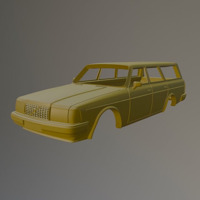 Volvo 244 Estate Printable Car Body 3Dプリントモデル .c4d .max .obj .3ds .fbx .stl .blend 