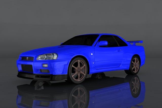 nissan skyline gt-r v-spec ii r34 3D Model .c4d .max .obj .3ds .fbx .stl .blend 