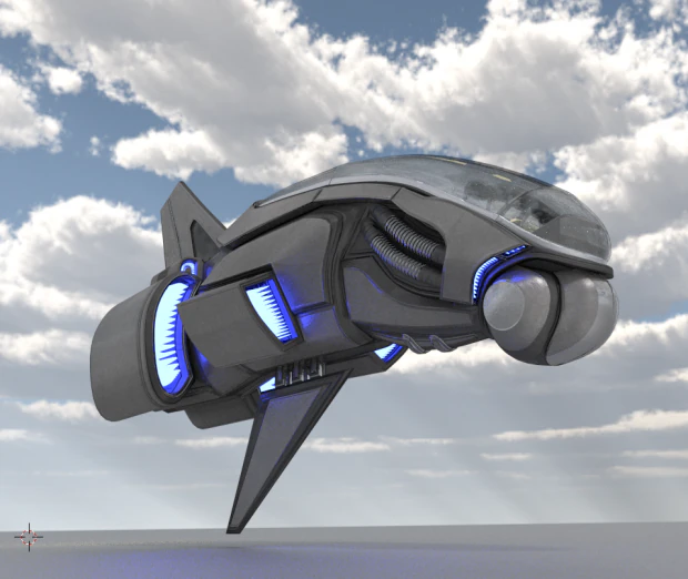 futuristic aircraft 3D Model .c4d .max .obj .3ds .fbx .stl .blend 