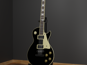 electric guitar - gibson les paul 1978 deluxe black beauty 3D 모델