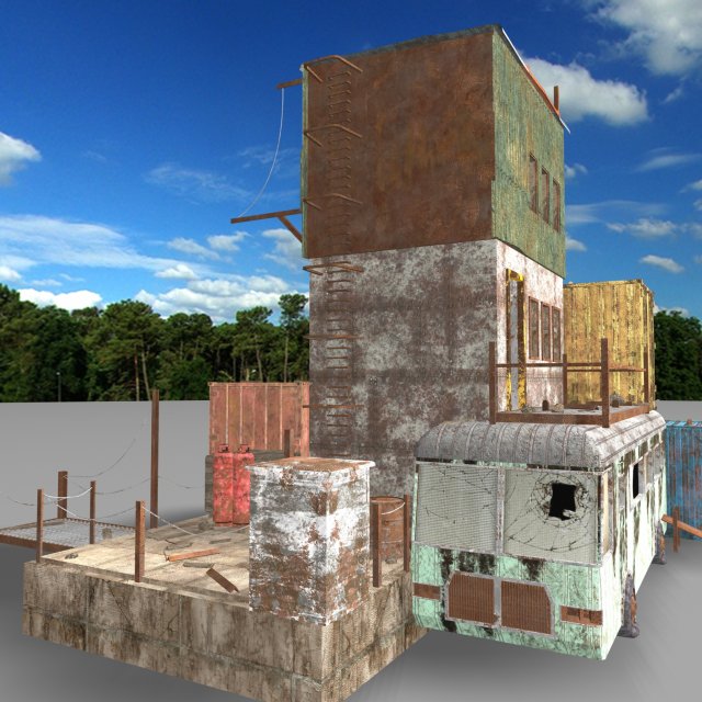 run-down shack container house Modelo 3D .c4d .max .obj .3ds .fbx .stl .blend 