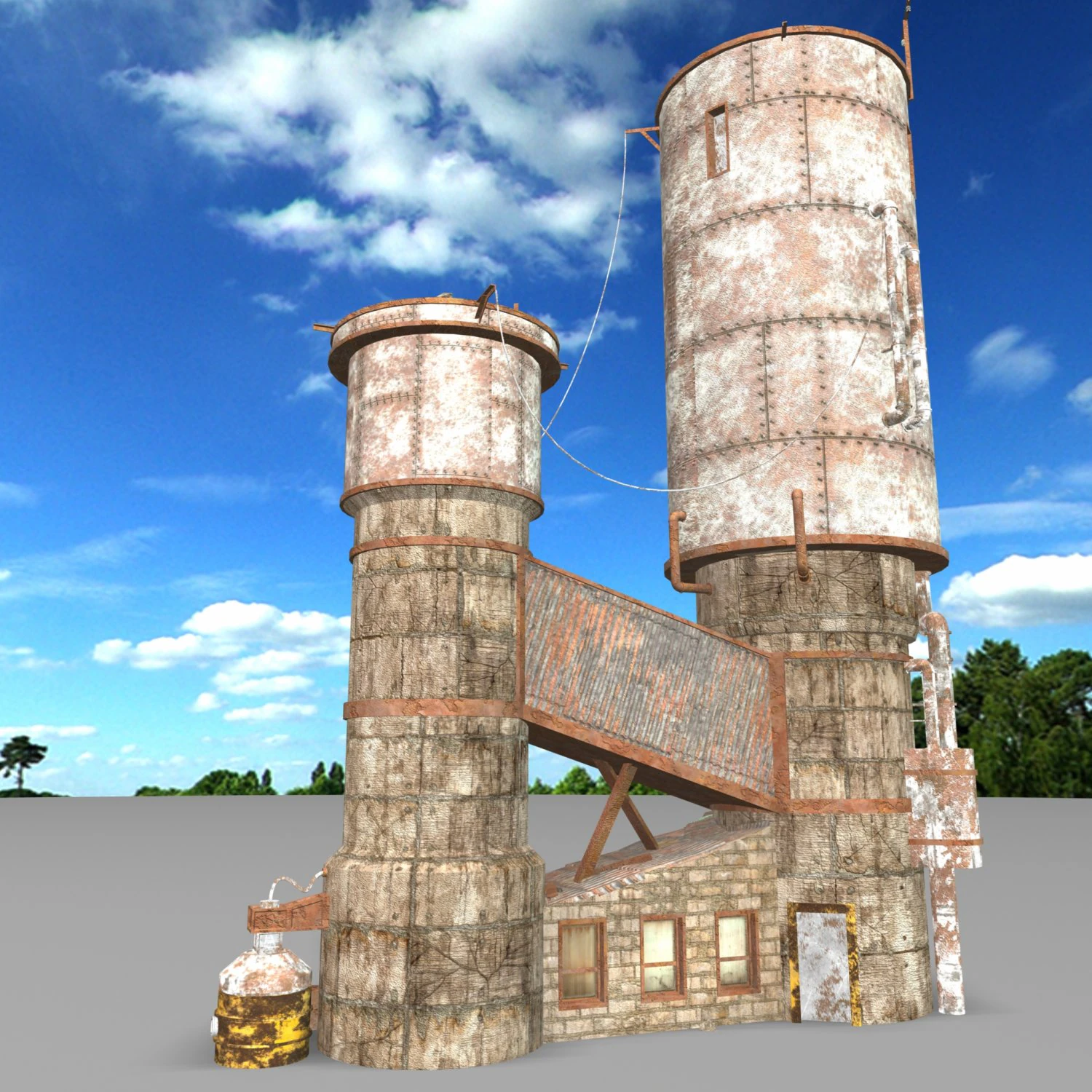 waste plant construction 3D Model .c4d .max .obj .3ds .fbx .stl .blend