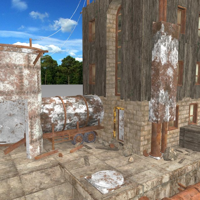 waste plant construction 3D Model .c4d .max .obj .3ds .fbx .stl .blend 