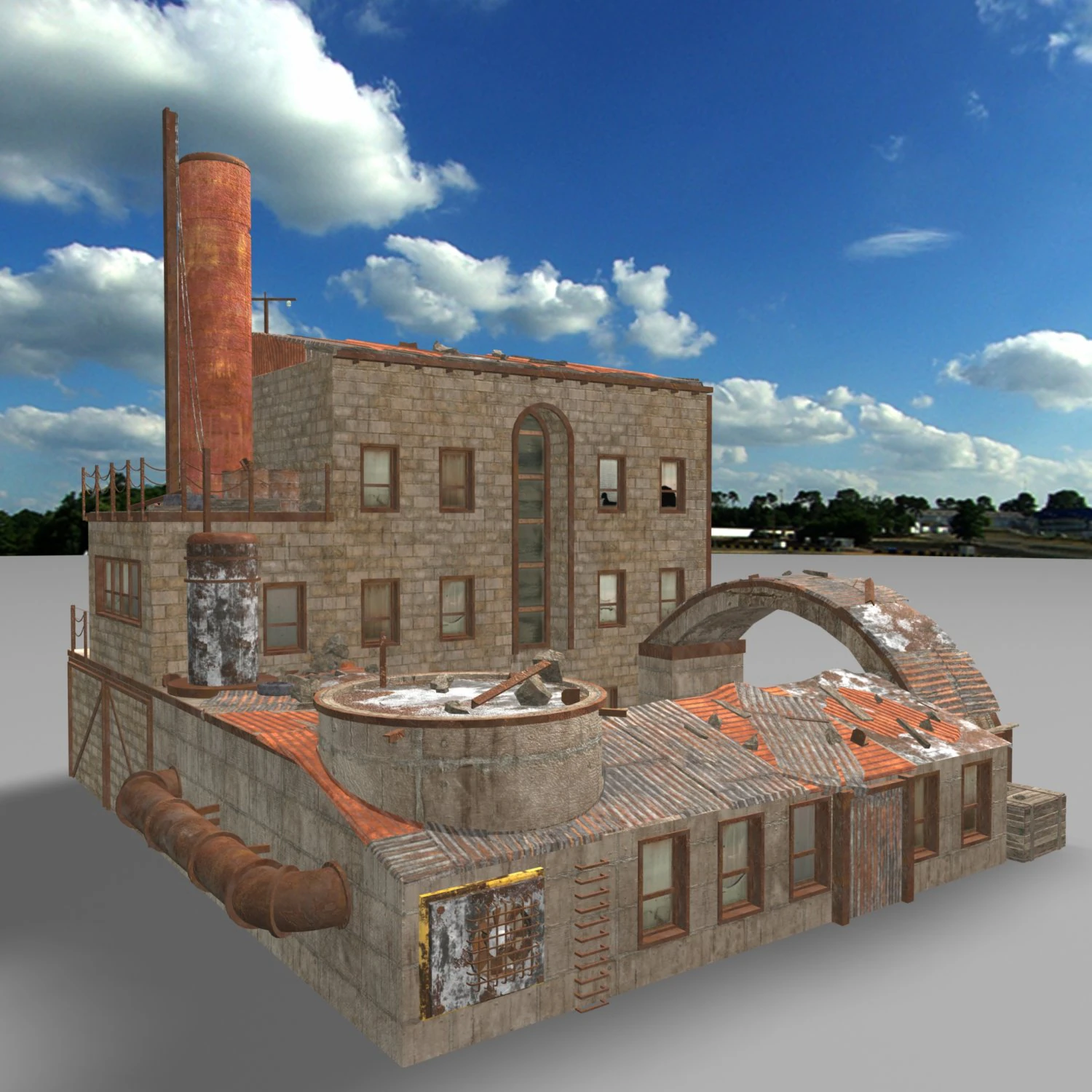 waste plant construction 3D Model .c4d .max .obj .3ds .fbx .stl .blend 