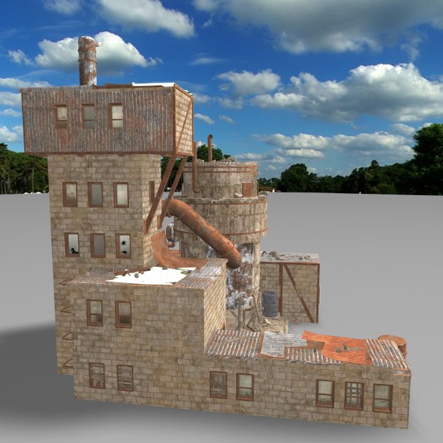 waste plant construction Modèle 3D .c4d .max .obj .3ds .fbx .stl .blend 