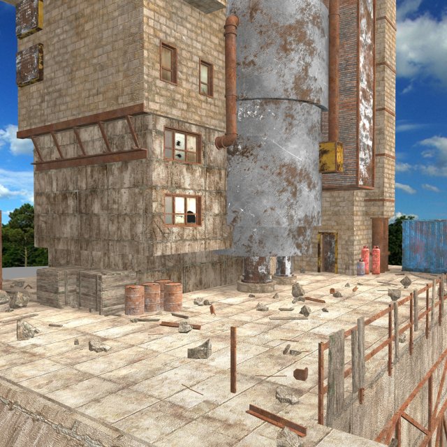 waste plant construction Modèle 3D .c4d .max .obj .3ds .fbx .stl .blend 