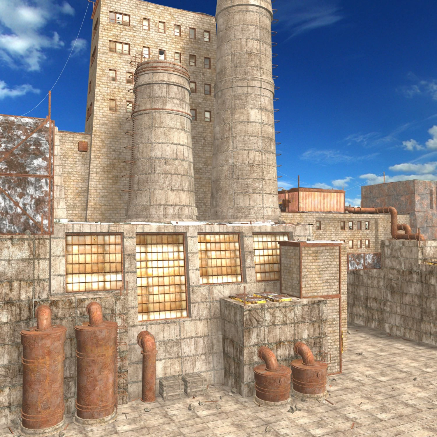 waste plant construction 3D Model .c4d .max .obj .3ds .fbx .stl .blend