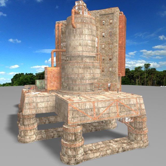 waste plant construction Modelo 3D .c4d .max .obj .3ds .fbx .stl .blend
