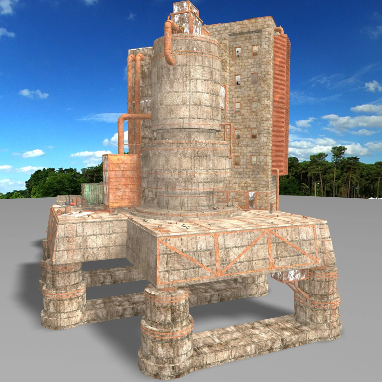waste plant construction 3D Model .c4d .max .obj .3ds .fbx .stl .blend 