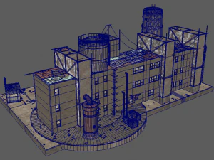 constru&ccedil;&atilde;o de usina de res&iacute;duos Modelo 3D